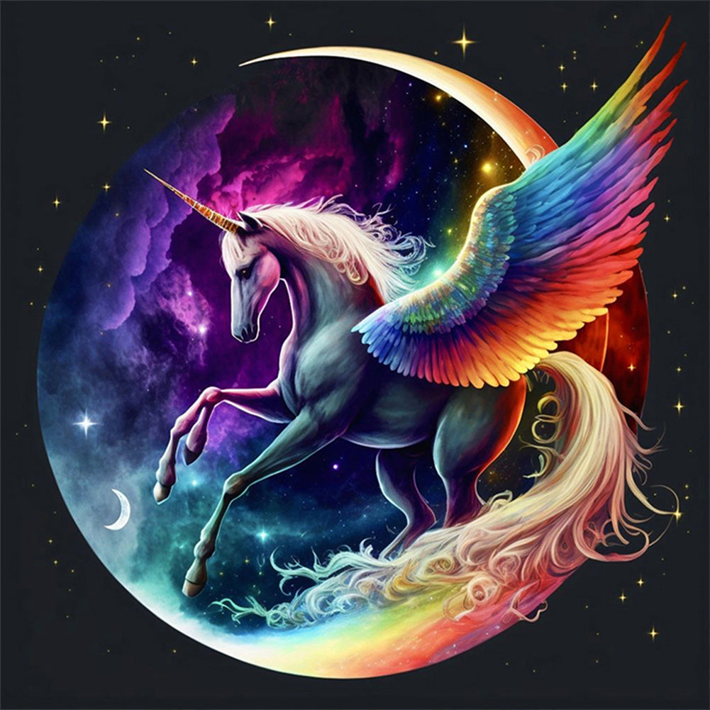 Pegasus With Colored Wings - Full Round Drill Diamond Painting 30*30CM