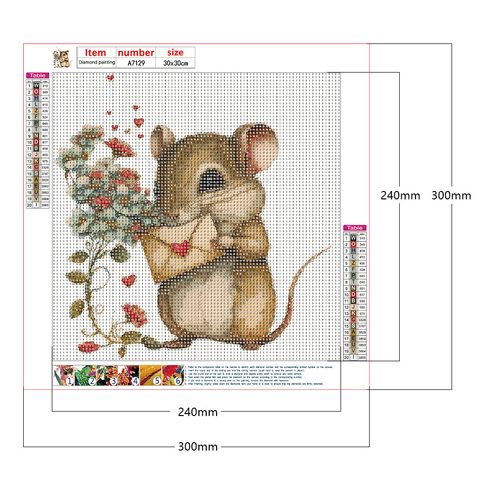 Letter Mouse - Full Round Drill Diamond Painting 30*30CM