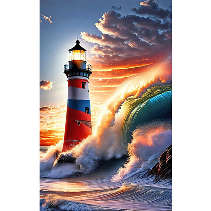 Lighthouse At Dusk - Full Round Drill Diamond Painting 40*70CM