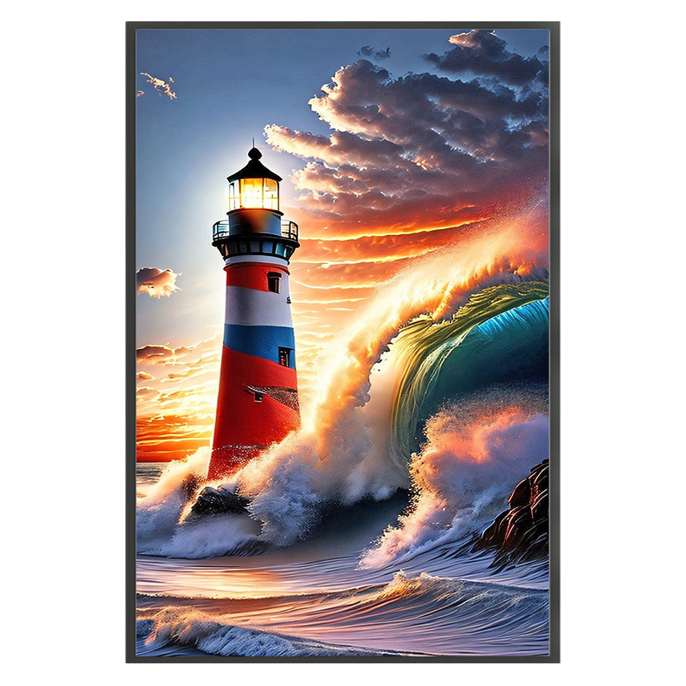 Lighthouse At Dusk - Full Round Drill Diamond Painting 40*70CM