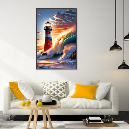 Lighthouse At Dusk - Full Round Drill Diamond Painting 40*70CM