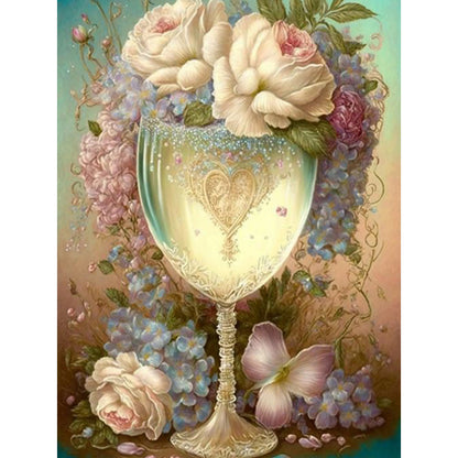 Flower Goblet - Full Square Drill Diamond Painting 30*40CM