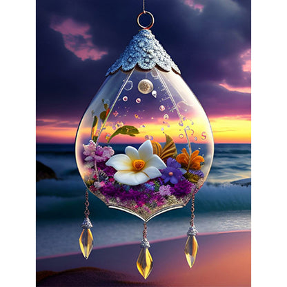 Flowers Wind Chimes - Full Square Drill Diamond Painting 30*40CM