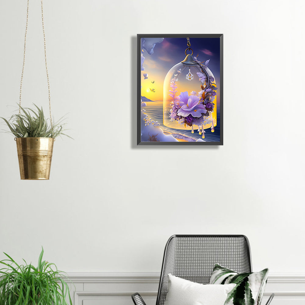 Flowers Wind Chimes - Full Square Drill Diamond Painting 30*40CM