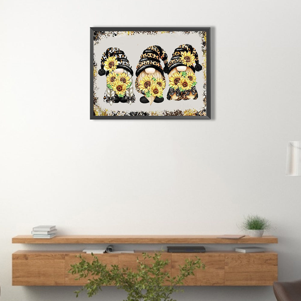Sunflower Gnome - Full Round Drill Diamond Painting 40*30CM