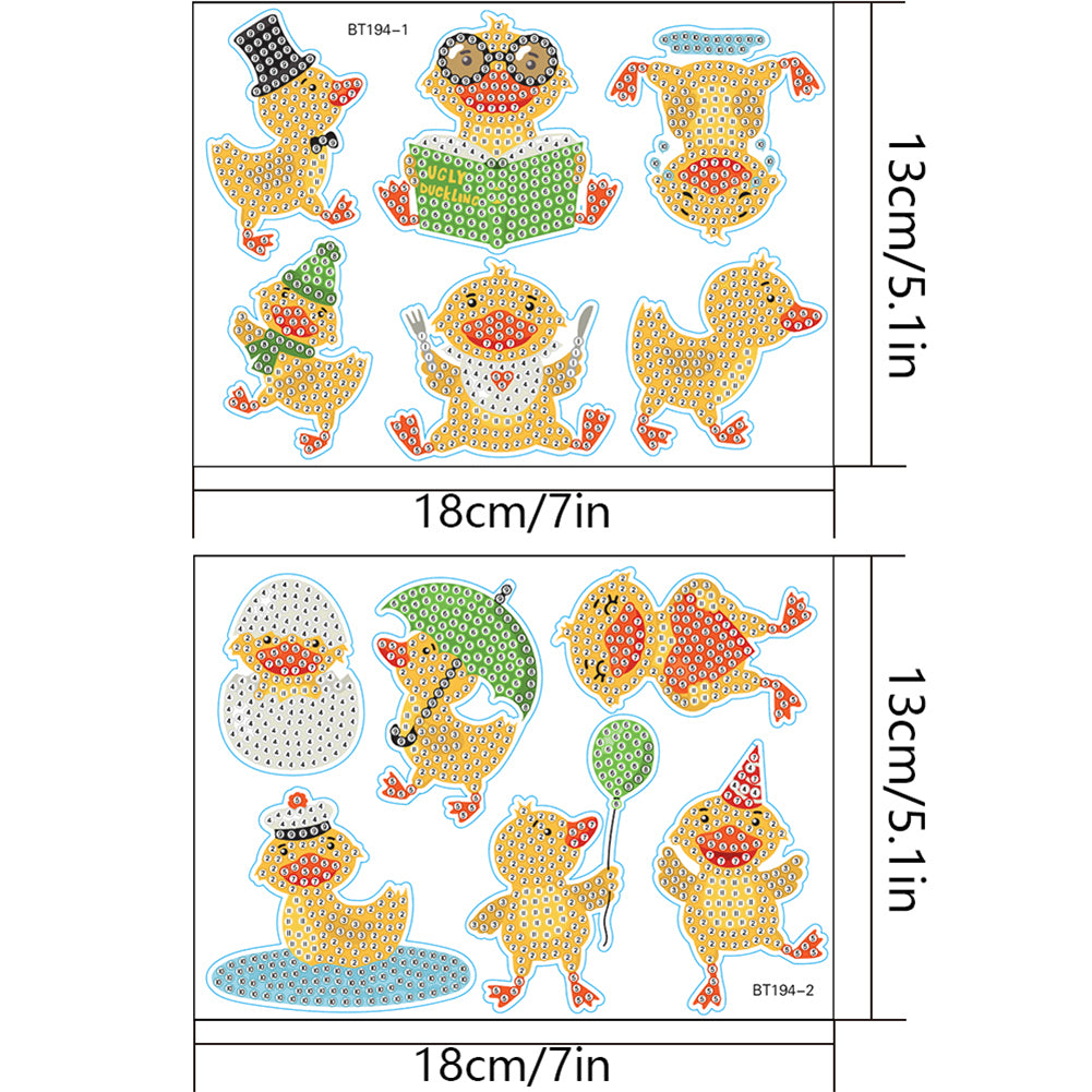2pcs Diamond Mosaic Sticker Art Crafts Animal DIY Cartoon Stickers Children Gift