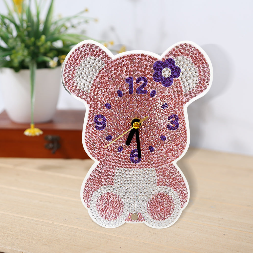 DIY Crystal Diamond Clock Art Craft Set 5D Diamond Art Mosaic Clock Cartoon Gift