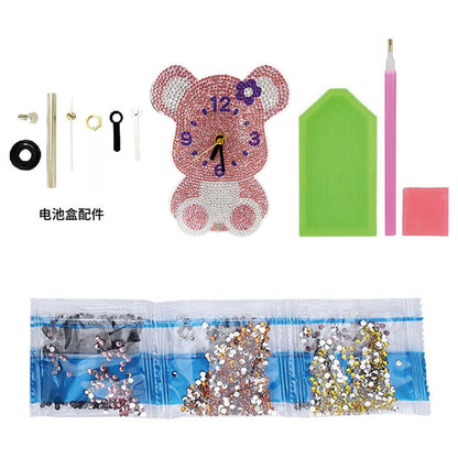 DIY Crystal Diamond Clock Art Craft Set 5D Diamond Art Mosaic Clock Cartoon Gift