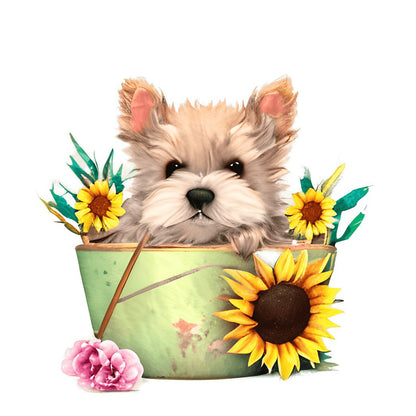 Bucket Puppy - Full Round Drill Diamond Painting 30*30CM