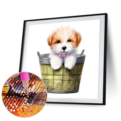 Bucket Puppy - Full Round Drill Diamond Painting 30*30CM