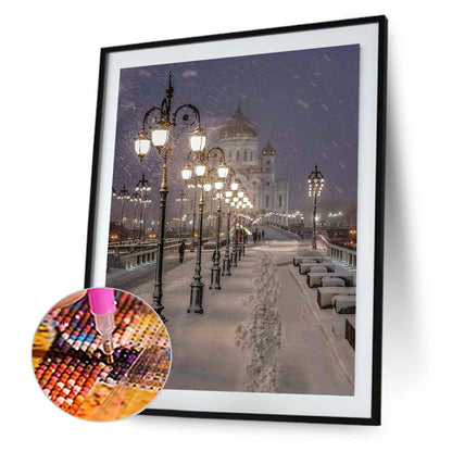 Winter Street - Full Round Drill Diamond Painting 50*60CM