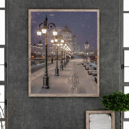 Winter Street - Full Round Drill Diamond Painting 50*60CM