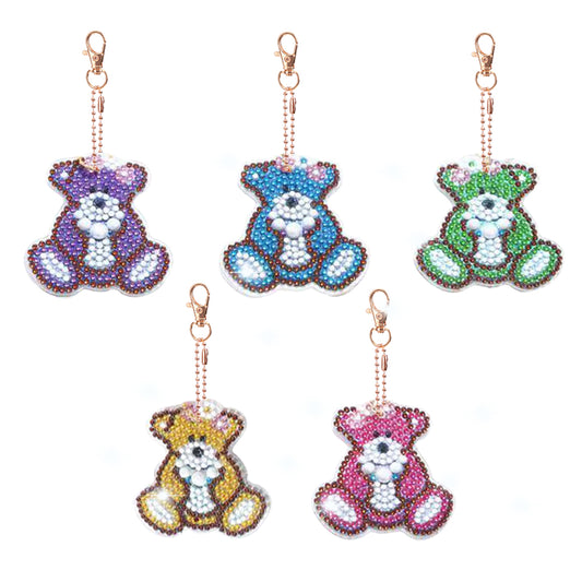 5pcs Diamond Art Key Rings Hanging Ornaments 5D Special-shaped Drill Bag Pandant