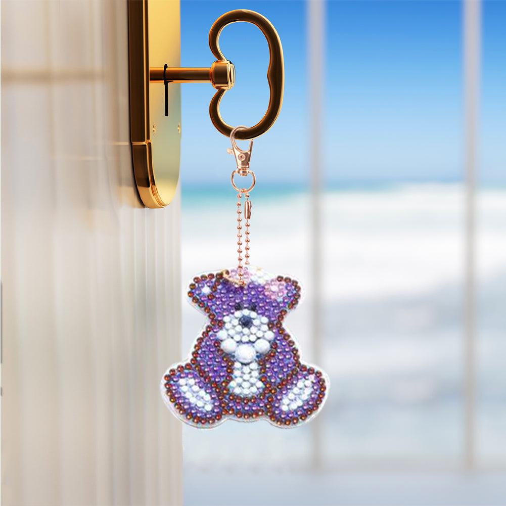 5pcs Diamond Art Key Rings Hanging Ornaments 5D Special-shaped Drill Bag Pandant