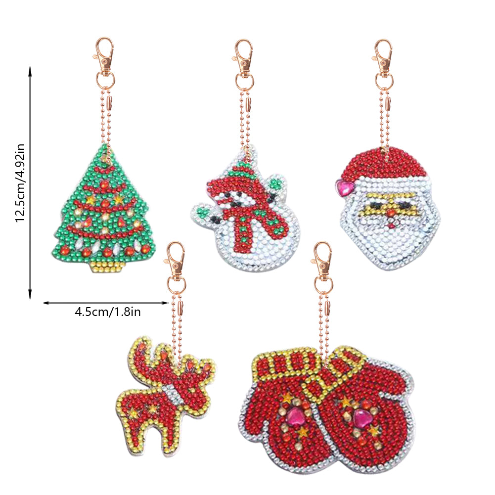 5pcs Diamond Art Key Rings Hanging Ornaments 5D Special-shaped Drill Bag Pandant