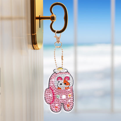 5pcs Diamond Art Key Rings Hanging Ornaments 5D Special-shaped Drill Bag Pandant