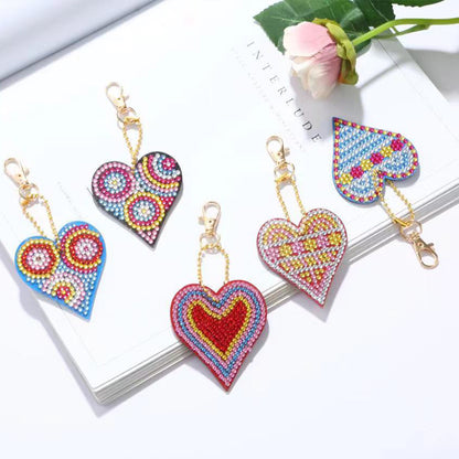 5pcs Diamond Art Key Rings Hanging Ornaments 5D Special-shaped Drill Bag Pandant