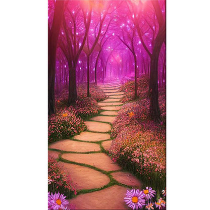 Pink Forest Path - Full Round Drill Diamond Painting 40*70CM
