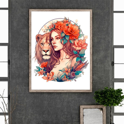 Beauty And The Lion - Full Square Drill Diamond Painting 30*40CM
