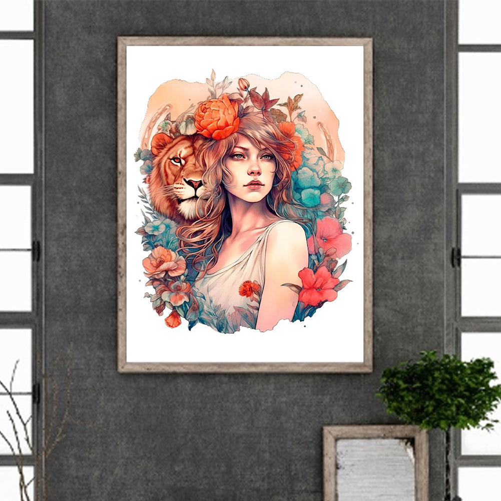 Beauty And The Lion - Full Square Drill Diamond Painting 30*40CM