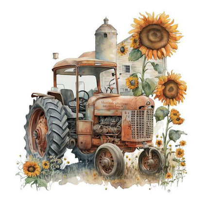 Sunflower Tractor - Full Square Drill Diamond Painting 40*40CM