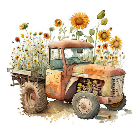 Sunflower Tractor - Full Square Drill Diamond Painting 40*40CM