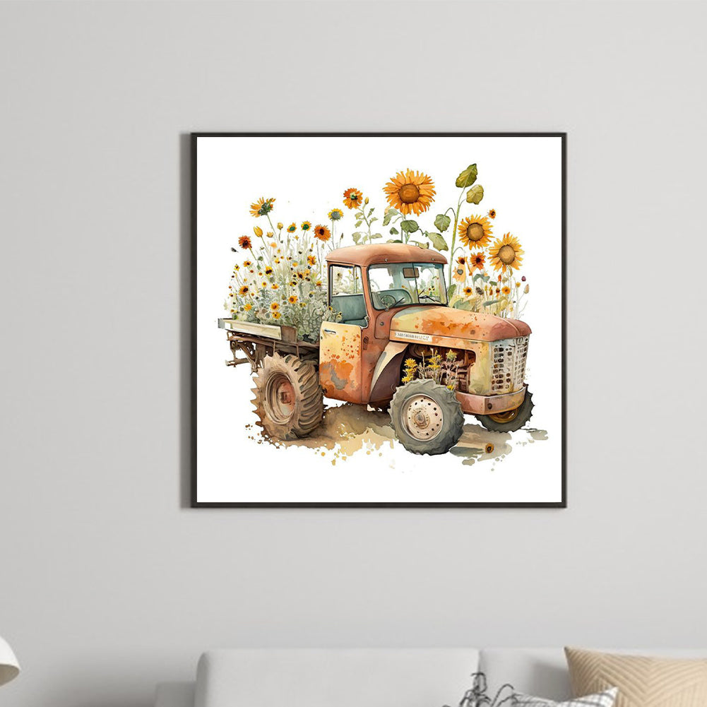 Sunflower Tractor - Full Square Drill Diamond Painting 40*40CM