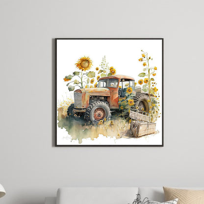 Sunflower Tractor - Full Square Drill Diamond Painting 40*40CM