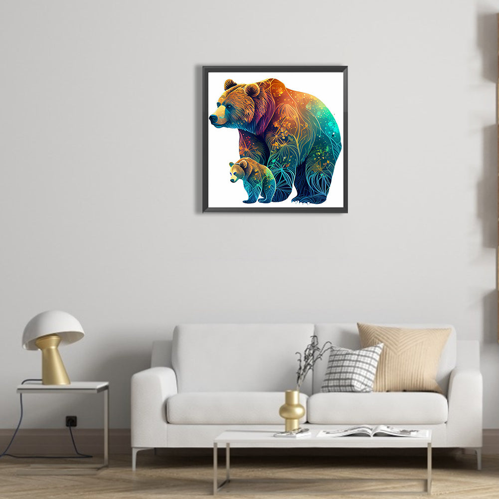 Bear And Cub - Full Round Drill Diamond Painting 30*30CM