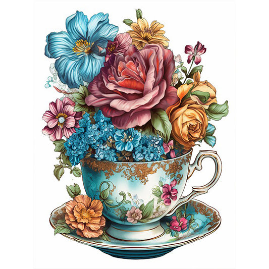 Flower In Cup - Full Round Drill Diamond Painting 30*40CM