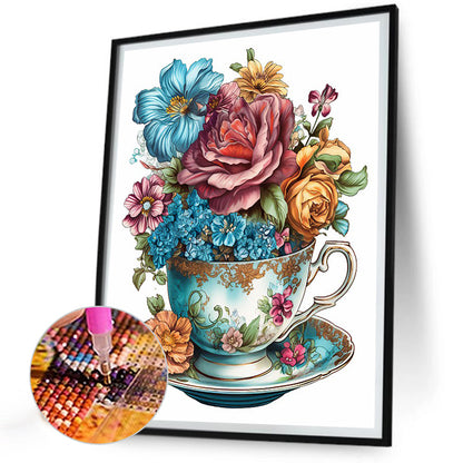 Flower In Cup - Full Round Drill Diamond Painting 30*40CM