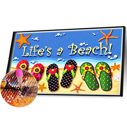 Summer Beach Flip Flops - Full Round Drill Diamond Painting 50*35CM