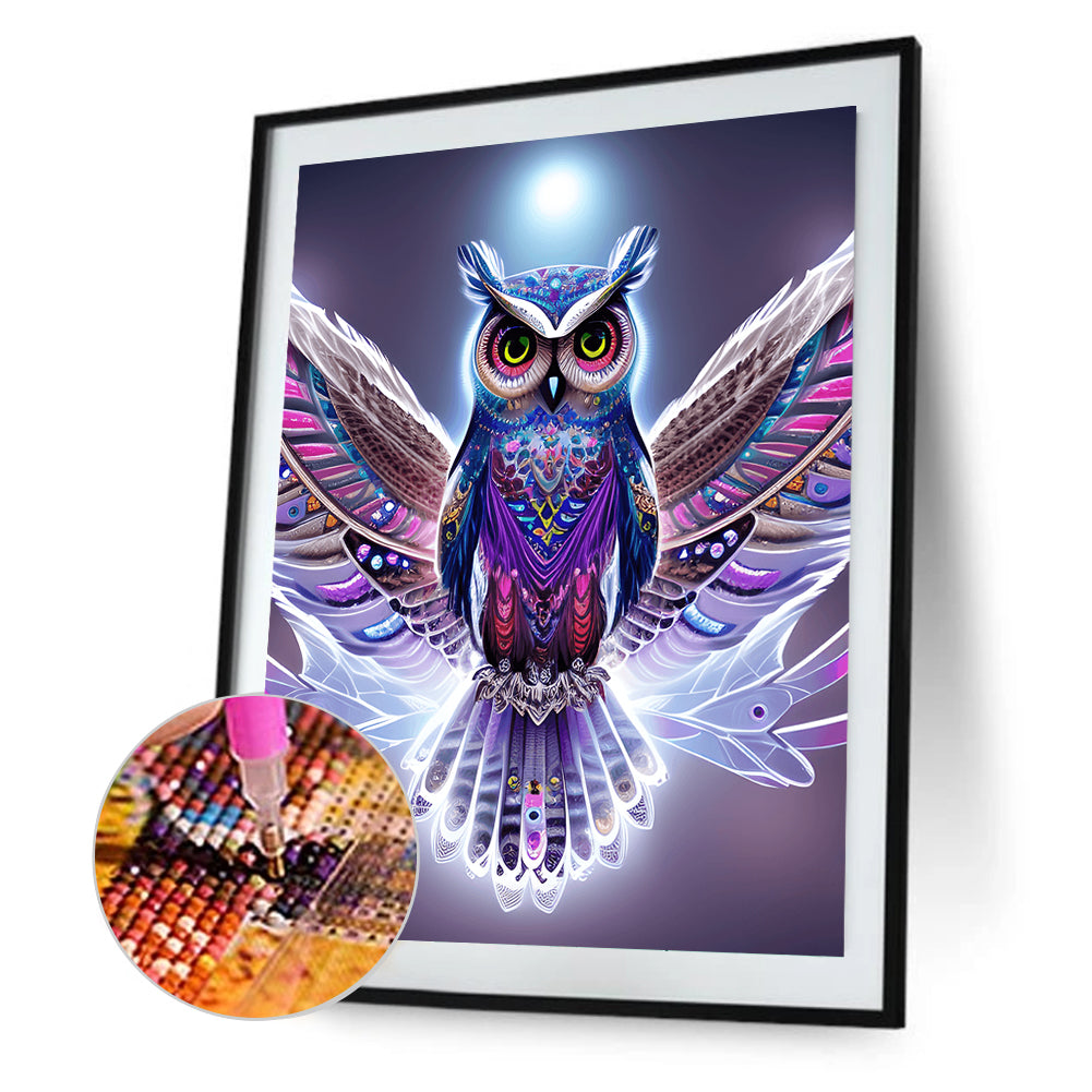 Spread Wings Owl - Full Round Drill Diamond Painting 30*40CM