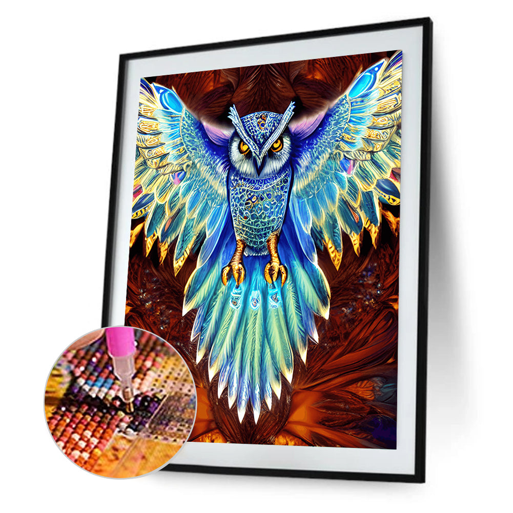 Spread Wings Owl - Full Round Drill Diamond Painting 30*40CM