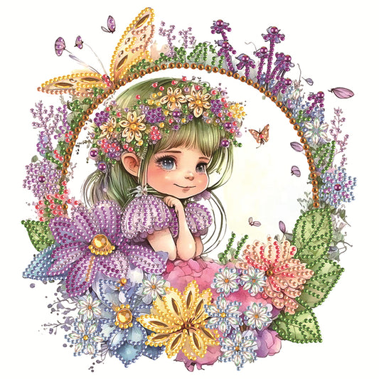 Wreath Fairy Girl - Special Shaped Drill Diamond Painting 30*30CM