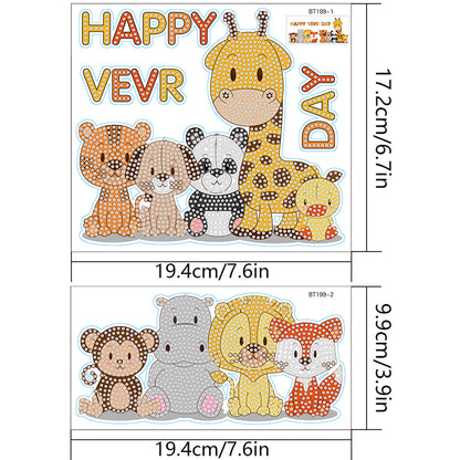 2pcs Diamond Mosaic Sticker Art Crafts Animal DIY Cartoon Stickers Children Gift