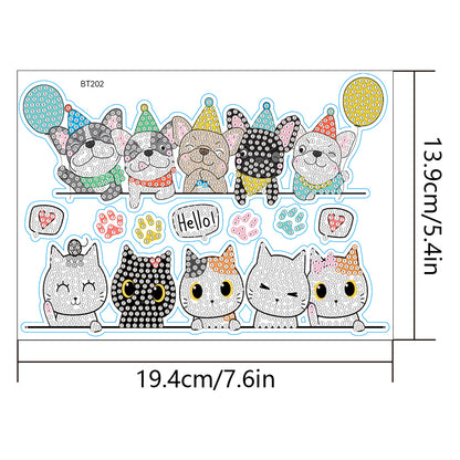 Cat Dog Diamond Mosaic Sticker Art Crafts DIY Cartoon Stickers for Kids Beginner