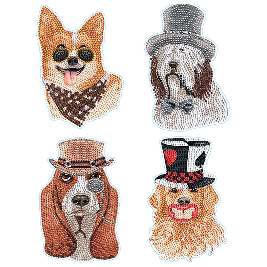 4pcs Diamond Mosaic Sticker Art Crafts Dog DIY Children Gift Diamond Art Sticker