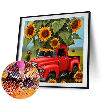 Field Red Car - Full Round Drill Diamond Painting 30*30CM