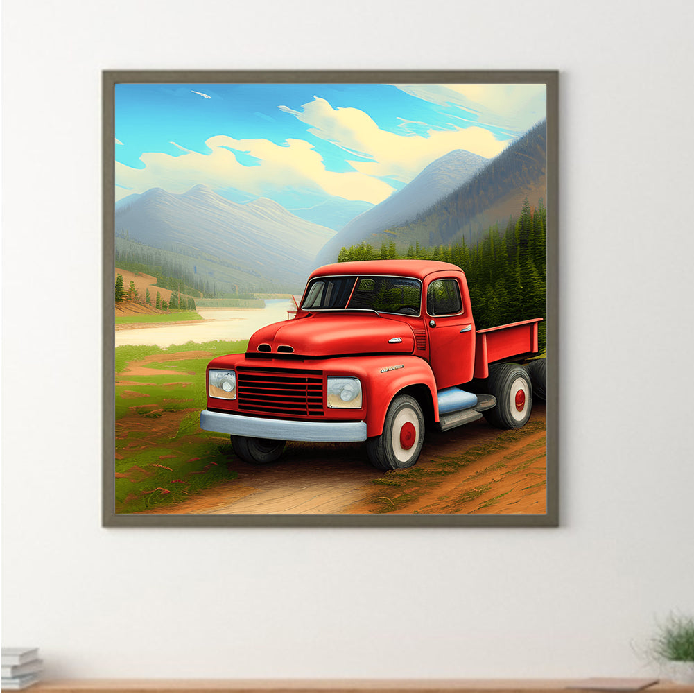 Field Red Car - Full Round Drill Diamond Painting 30*30CM