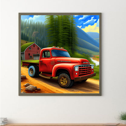 Field Red Car - Full Round Drill Diamond Painting 30*30CM