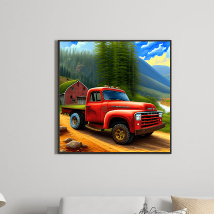 Field Red Car - Full Round Drill Diamond Painting 30*30CM