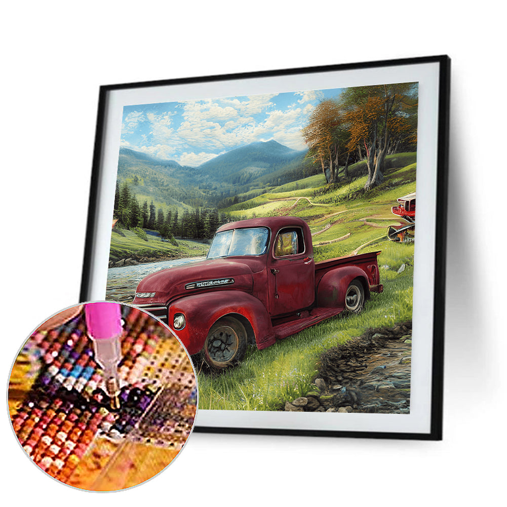 Field Red Car - Full Round Drill Diamond Painting 30*30CM