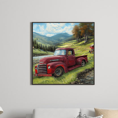 Field Red Car - Full Round Drill Diamond Painting 30*30CM