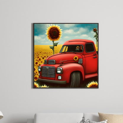 Field Red Car - Full Round Drill Diamond Painting 30*30CM