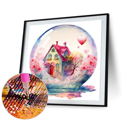 Small House Surrounded By Flowers - Full Round Drill Diamond Painting 30*30CM