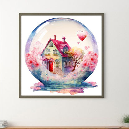 Small House Surrounded By Flowers - Full Round Drill Diamond Painting 30*30CM