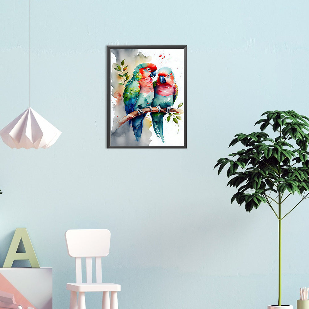 Watercolor Parrot - Full Round Drill Diamond Painting 30*40CM