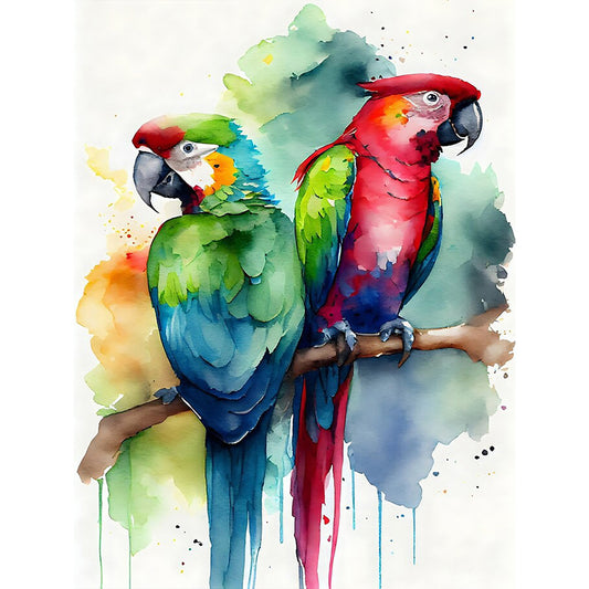Watercolor Parrot - Full Round Drill Diamond Painting 30*40CM
