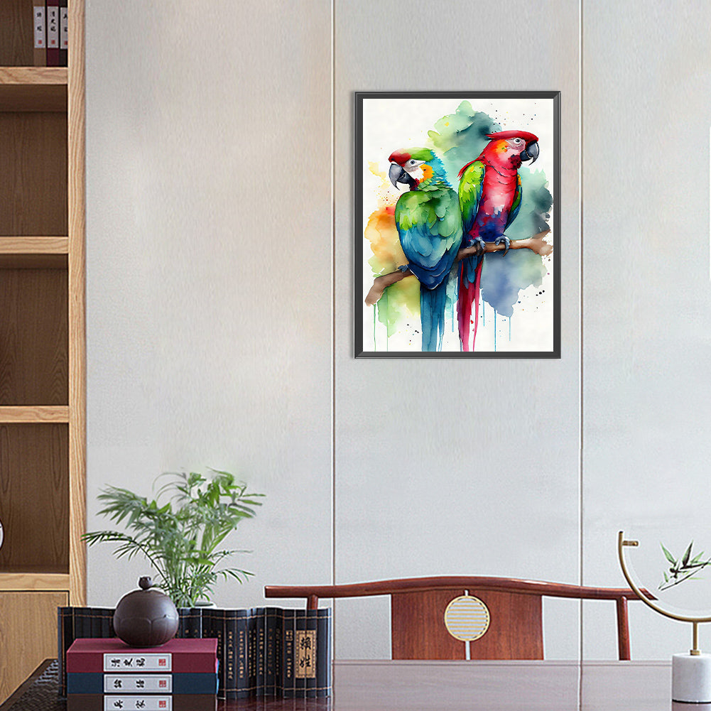 Watercolor Parrot - Full Round Drill Diamond Painting 30*40CM
